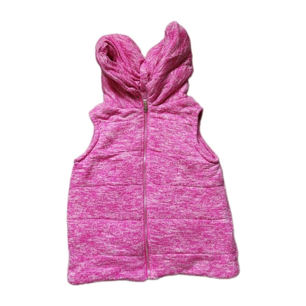 Chance or Fate Pink White Hooded Vest Sleeveless Stretch Puff Girls L EUC